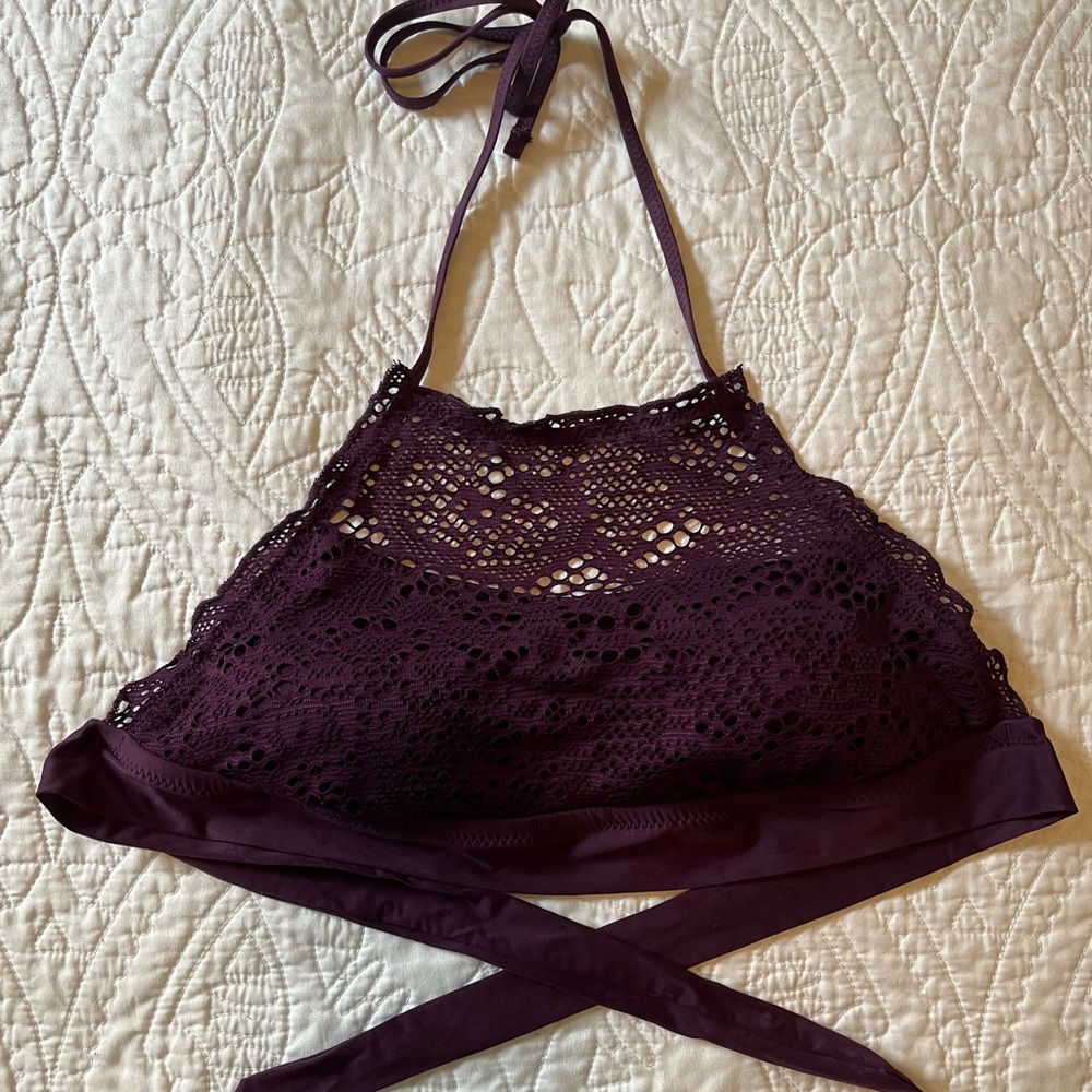Purple, high neck, swim suit top